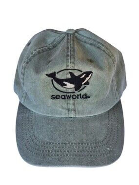SeaWorld Shamu Olive Green Cotton Baseball Cap